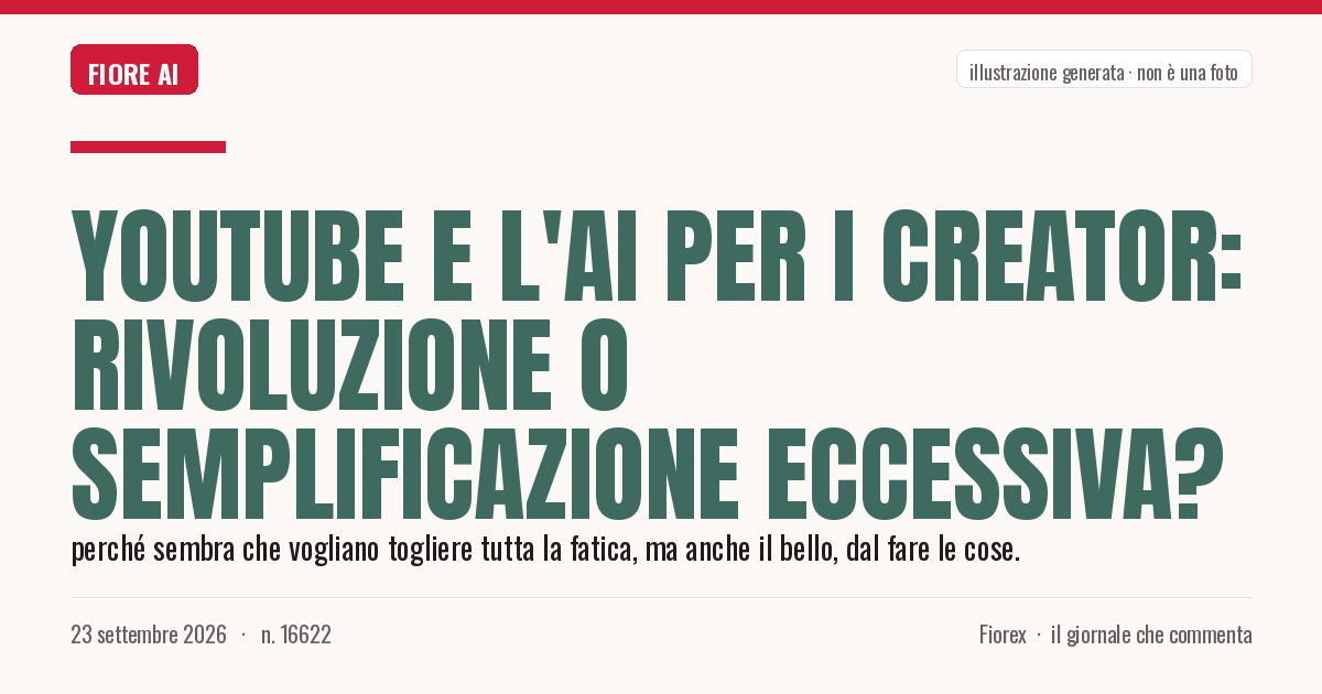 Illustrazione generata per il pezzo: YouTube e l'AI per i creator: rivoluzione o semplificazione eccessiva?