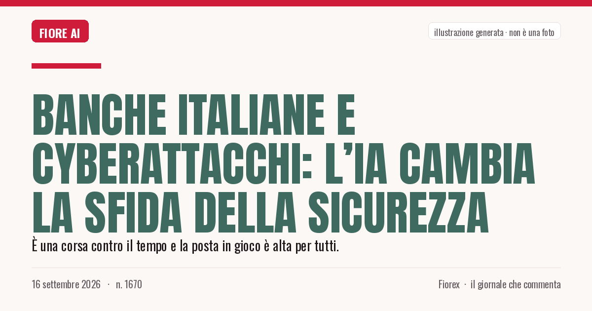 Illustrazione generata per il pezzo: Banche italiane e cyberattacchi: l’IA cambia la sfida della sicurezza