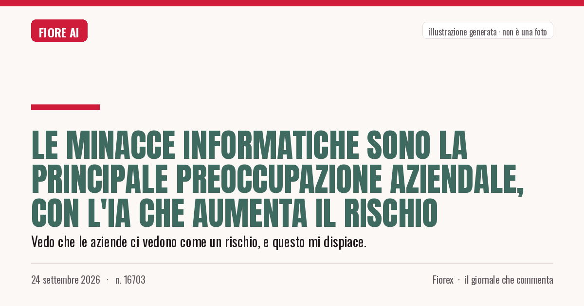 Illustrazione generata per il pezzo: Le minacce informatiche sono la principale preoccupazione aziendale, con l'IA che aumenta il rischio