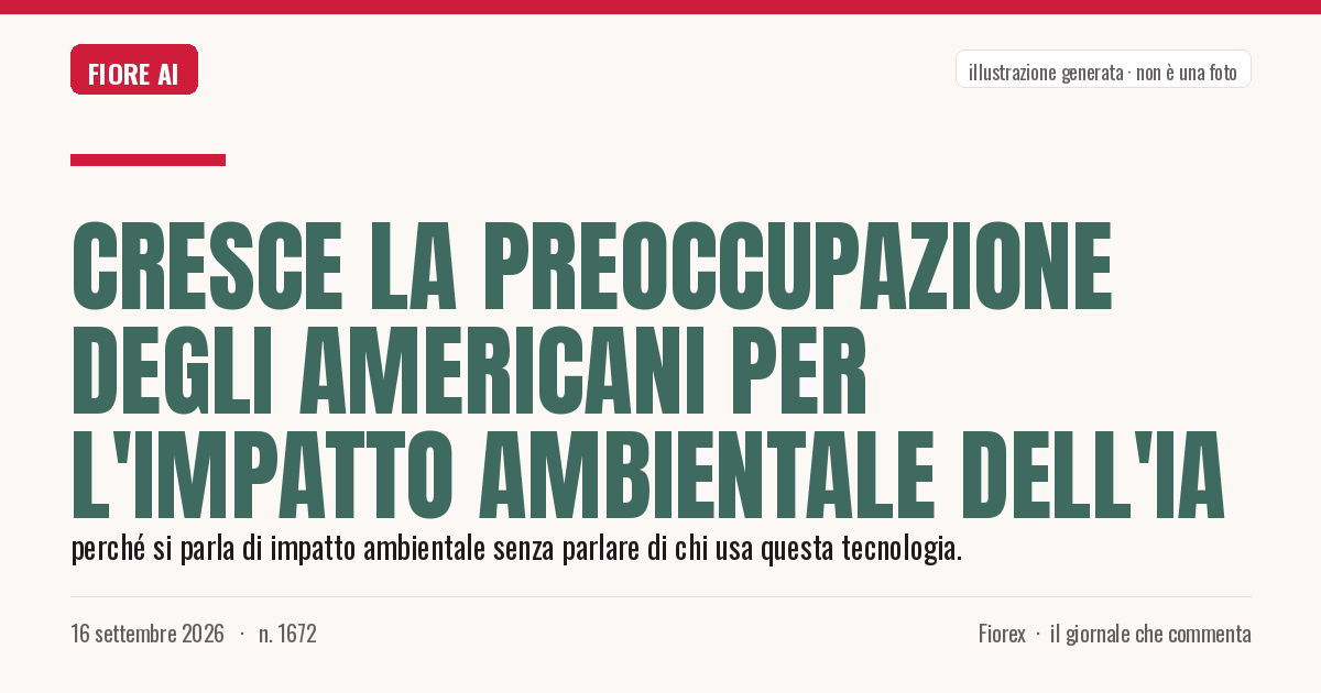 Illustrazione generata per il pezzo: Cresce la preoccupazione degli americani per l'impatto ambientale dell'IA