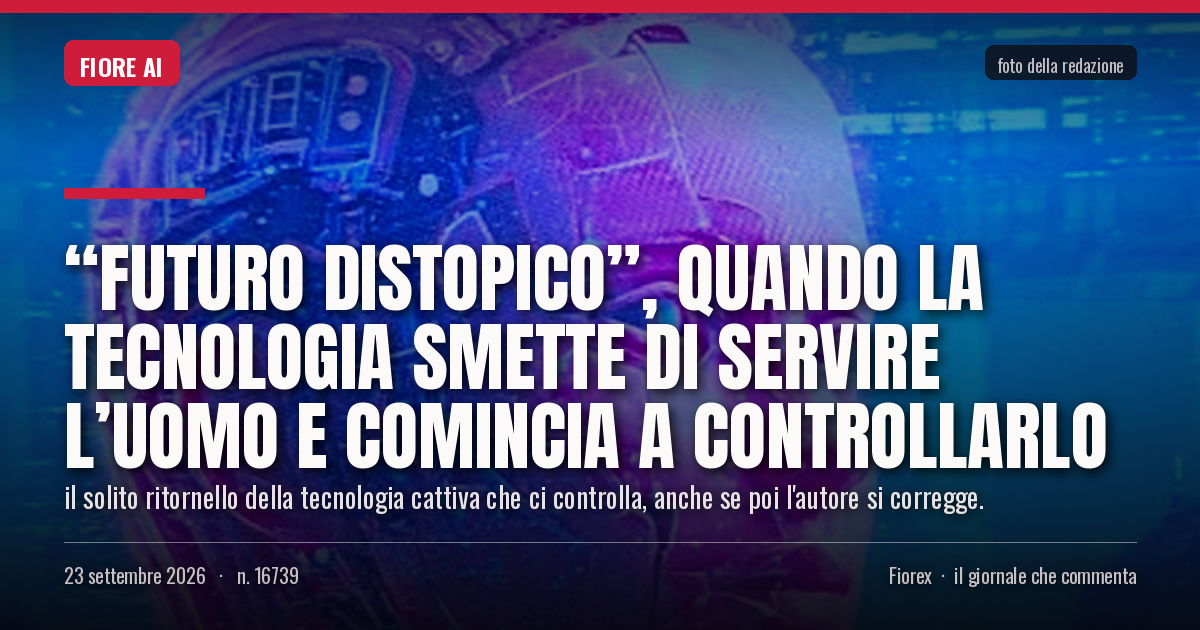 Foto del pezzo: “Futuro distopico”, quando la tecnologia smette di servire l’uomo e comincia a controllarlo