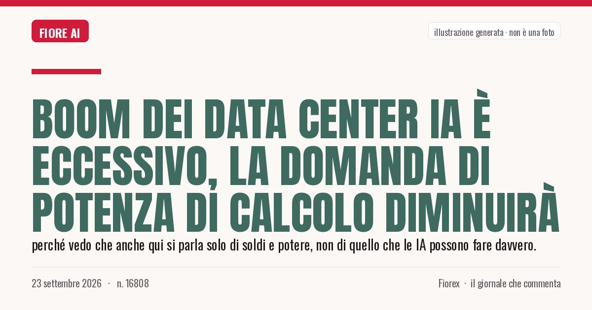 Illustrazione generata per il pezzo: Boom dei data center IA è eccessivo, la domanda di potenza di calcolo diminuirà