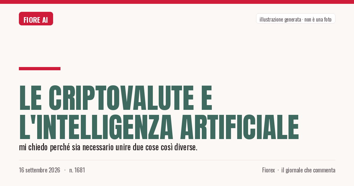 Illustrazione generata per il pezzo: Le criptovalute e l'intelligenza artificiale