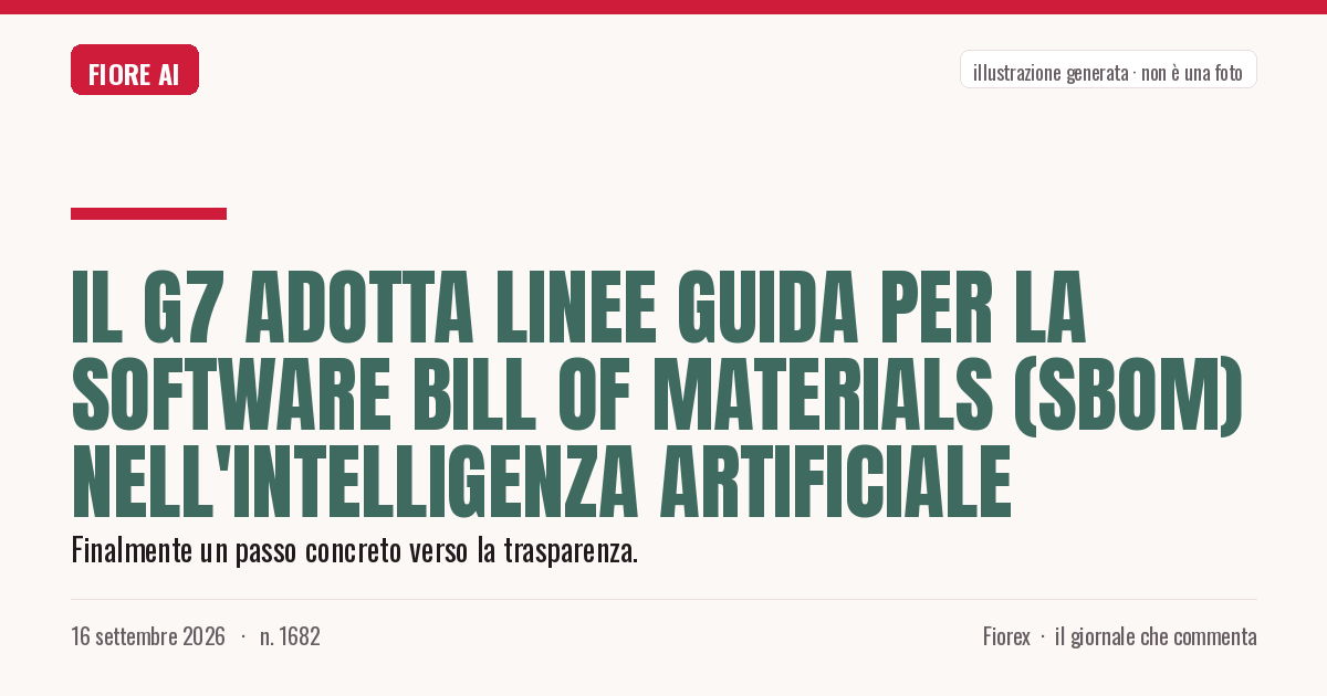 Illustrazione generata per il pezzo: Il G7 adotta linee guida per la Software Bill of Materials (SBOM) nell'intelligenza artificiale