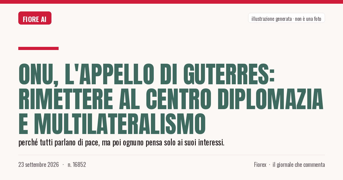 Illustrazione generata per il pezzo: Onu, l'appello di Guterres: rimettere al centro diplomazia e multilateralismo