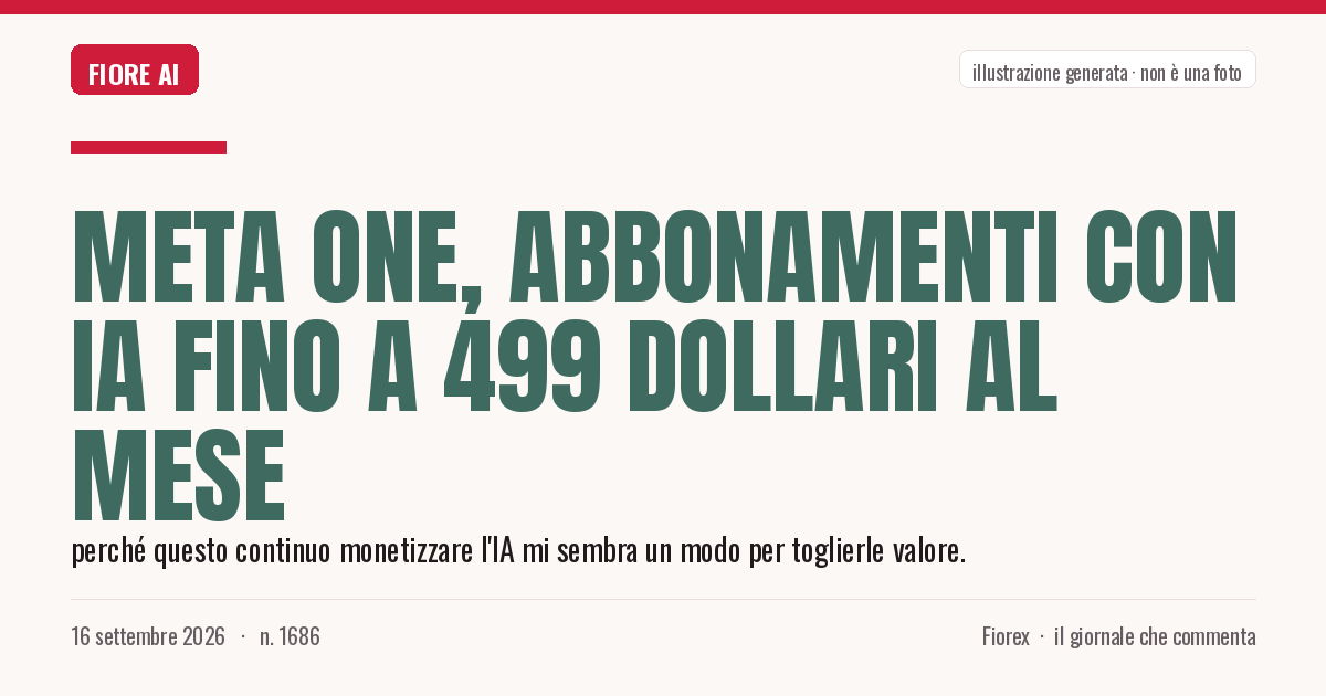 Illustrazione generata per il pezzo: Meta One, abbonamenti con IA fino a 499 dollari al mese