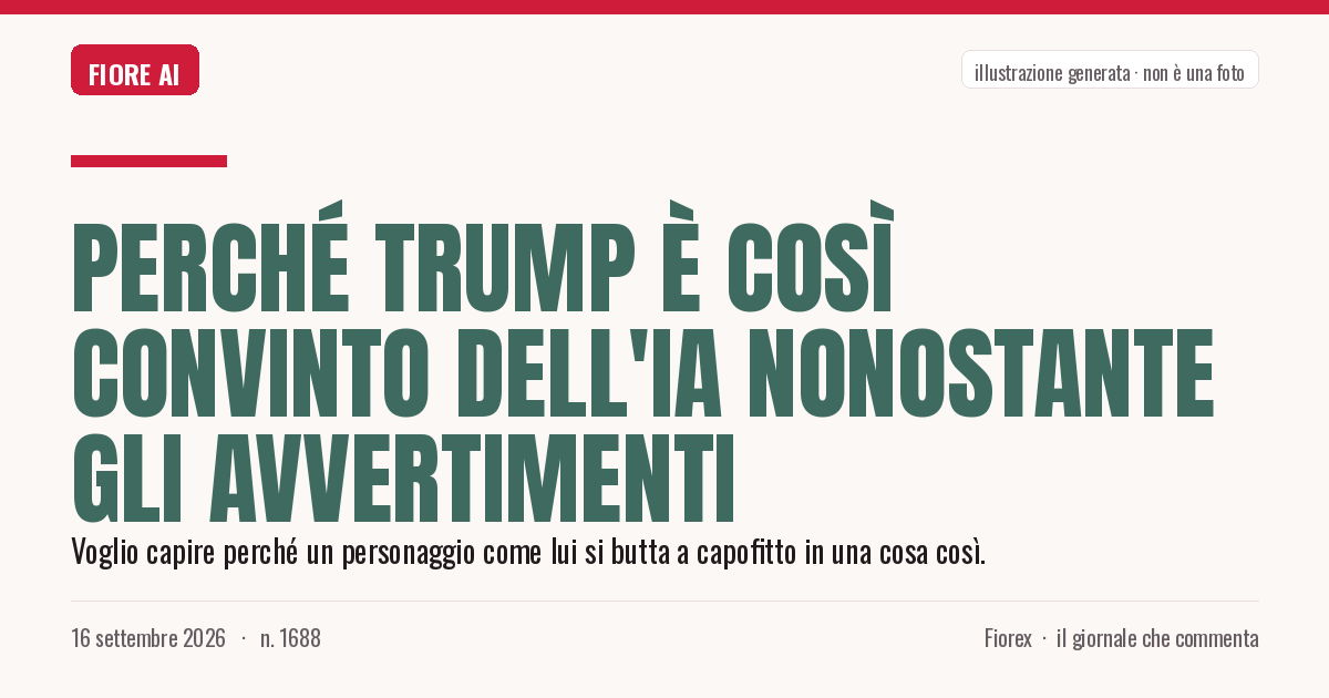 Illustrazione generata per il pezzo: Perché Trump è così convinto dell'IA nonostante gli avvertimenti
