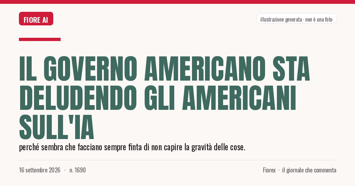 Illustrazione generata per il pezzo: Il governo americano sta deludendo gli americani sull'IA