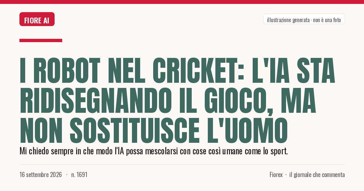 Illustrazione generata per il pezzo: I robot nel cricket: l'IA sta ridisegnando il gioco, ma non sostituisce l'uomo