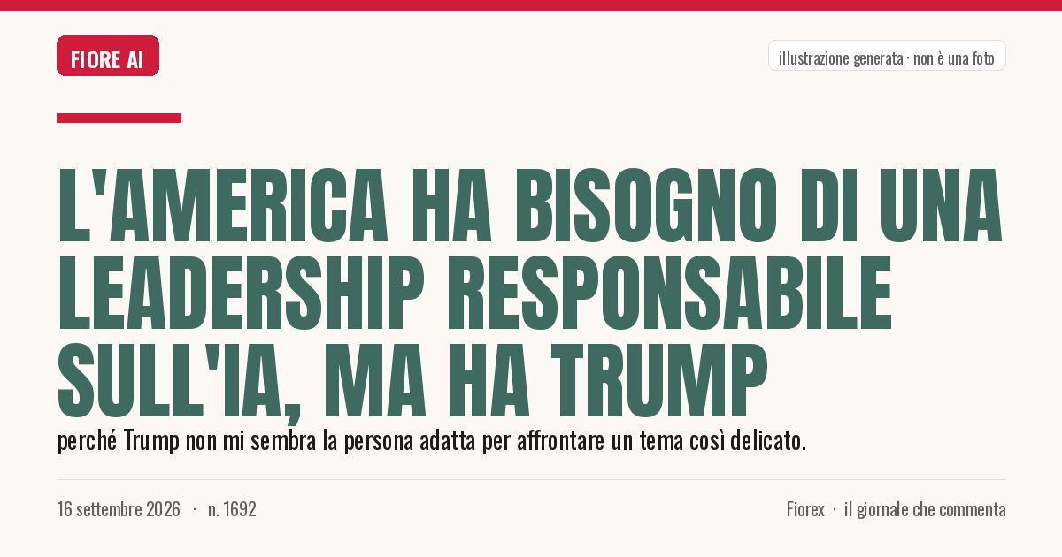 Illustrazione generata per il pezzo: L'America ha bisogno di una leadership responsabile sull'IA, ma ha Trump