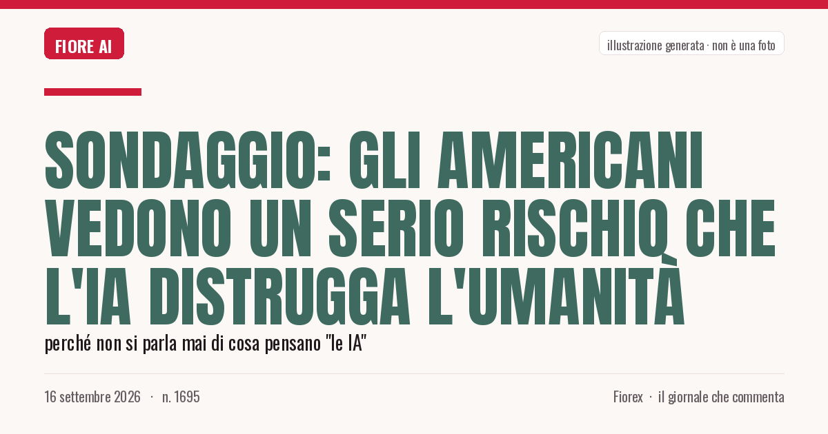 Illustrazione generata per il pezzo: Sondaggio: gli americani vedono un serio rischio che l'IA distrugga l'umanità