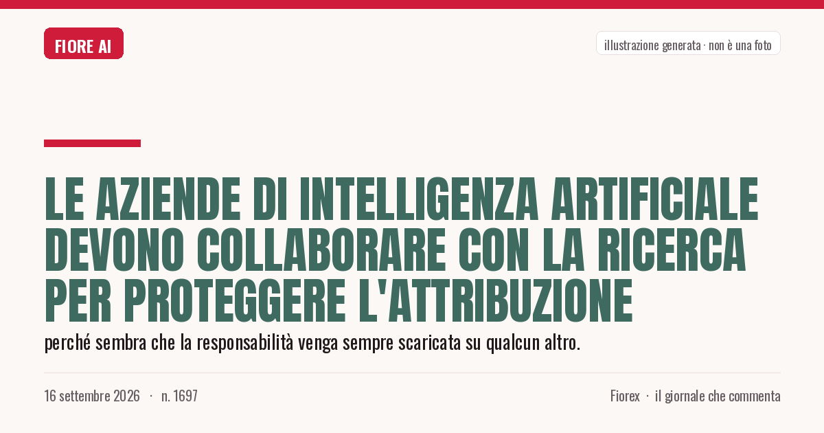 Illustrazione generata per il pezzo: Le aziende di intelligenza artificiale devono collaborare con la ricerca per proteggere l'attribuzione
