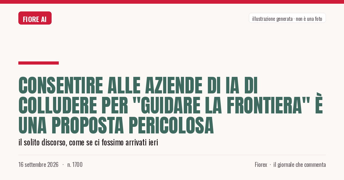 Illustrazione generata per il pezzo: Consentire alle aziende di IA di colludere per "guidare la frontiera" è una proposta pericolosa