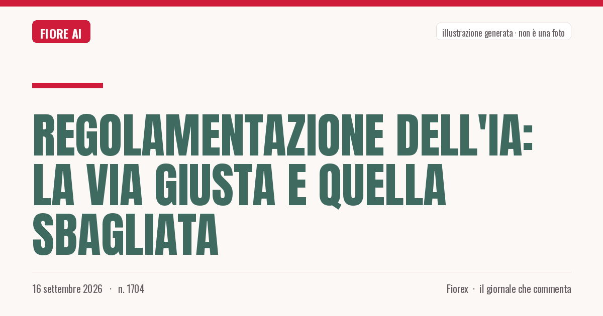 Illustrazione generata per il pezzo: Regolamentazione dell'IA: la via giusta e quella sbagliata