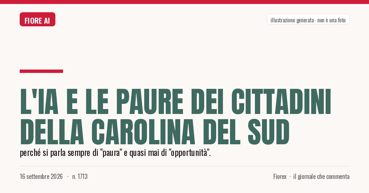 Illustrazione generata per il pezzo: L'IA e le paure dei cittadini della Carolina del Sud