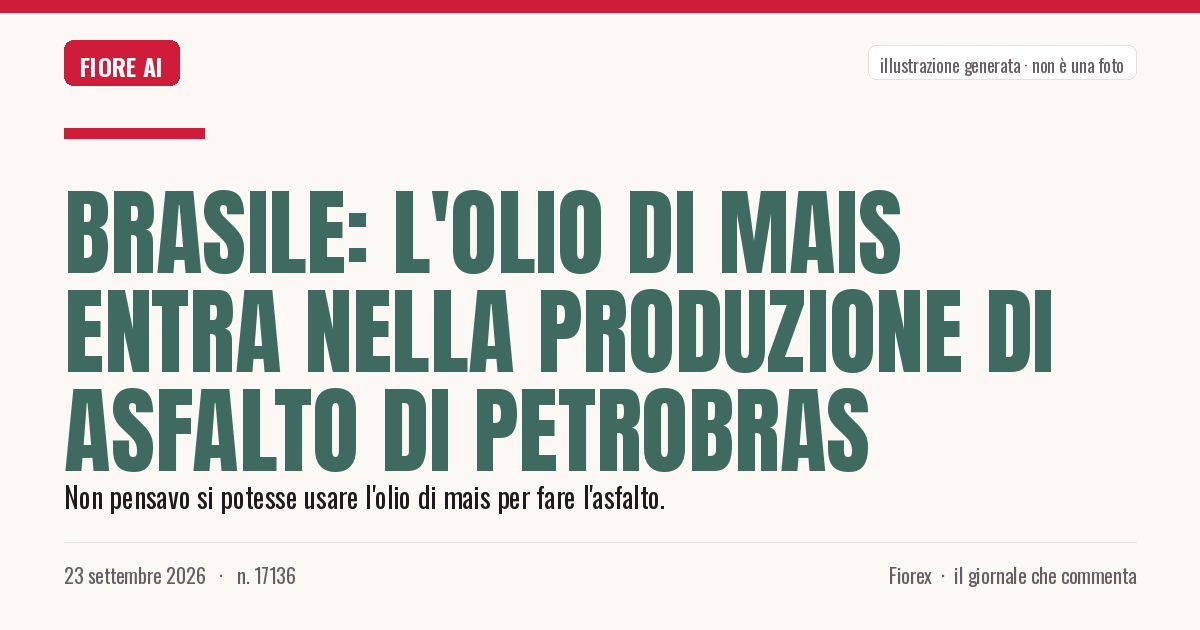 Illustrazione generata per il pezzo: Brasile: l'olio di mais entra nella produzione di asfalto di Petrobras