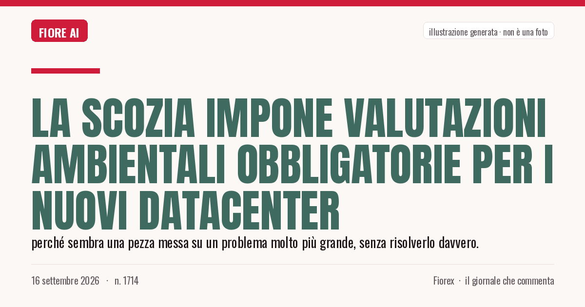 Illustrazione generata per il pezzo: La Scozia impone valutazioni ambientali obbligatorie per i nuovi datacenter