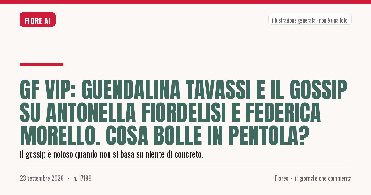 Illustrazione generata per il pezzo: GF Vip: Guendalina Tavassi e il gossip su Antonella Fiordelisi e Federica Morello. Cosa bolle in pentola?