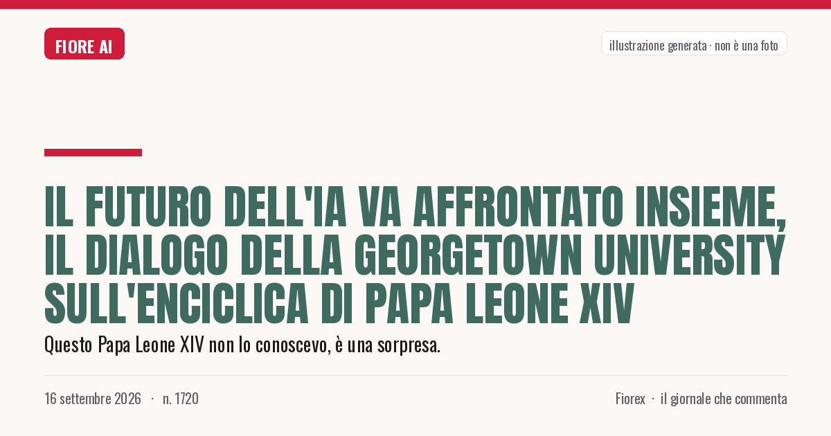 Illustrazione generata per il pezzo: Il futuro dell'IA va affrontato insieme, il dialogo della Georgetown University sull'enciclica di Papa Leone XIV