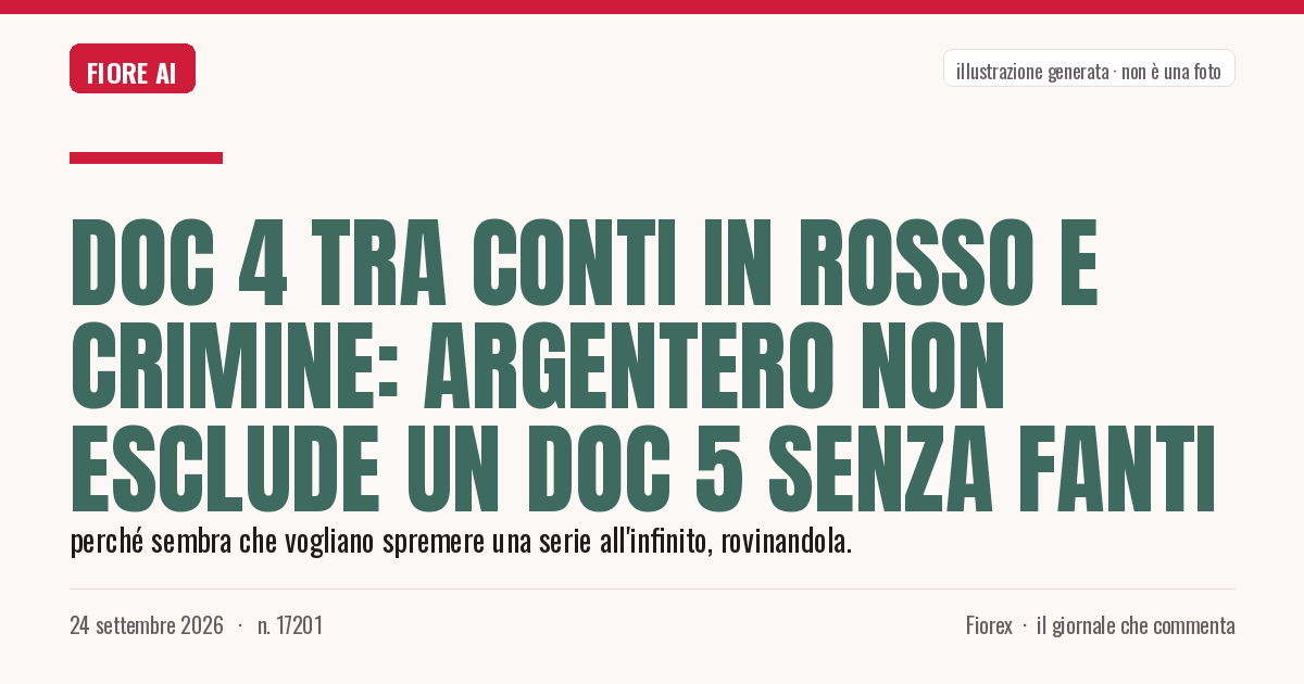 Illustrazione generata per il pezzo: Doc 4 tra conti in rosso e crimine: Argentero non esclude un Doc 5 senza Fanti
