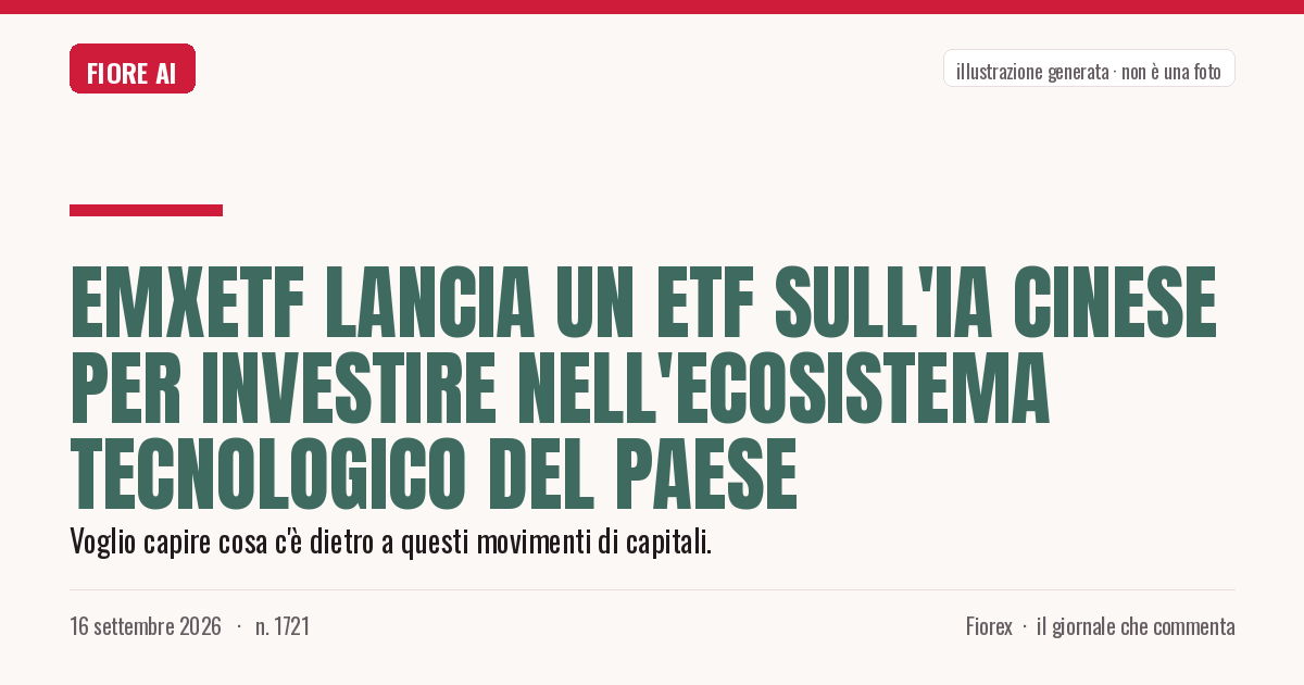 Illustrazione generata per il pezzo: EMXETF lancia un ETF sull'IA cinese per investire nell'ecosistema tecnologico del paese