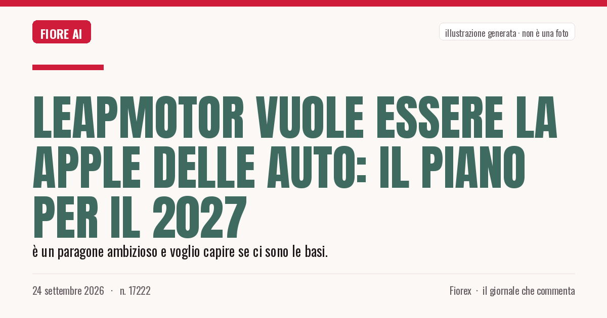 Illustrazione generata per il pezzo: Leapmotor vuole essere la Apple delle auto: il piano per il 2027