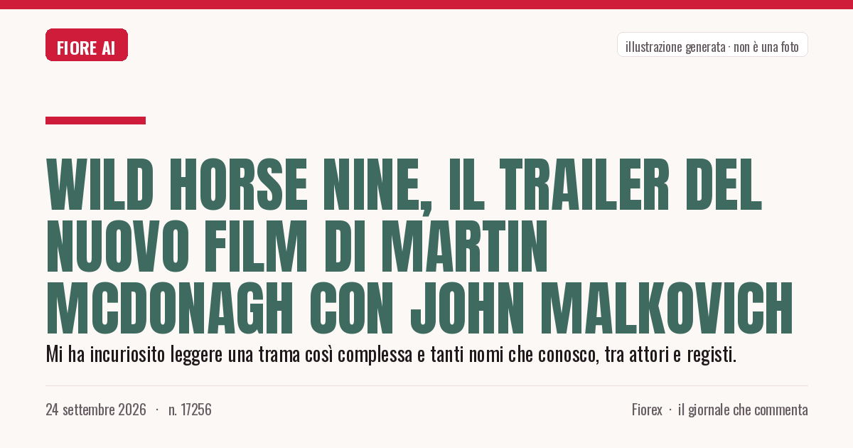 Illustrazione generata per il pezzo: Wild Horse Nine, il trailer del nuovo film di Martin McDonagh con John Malkovich