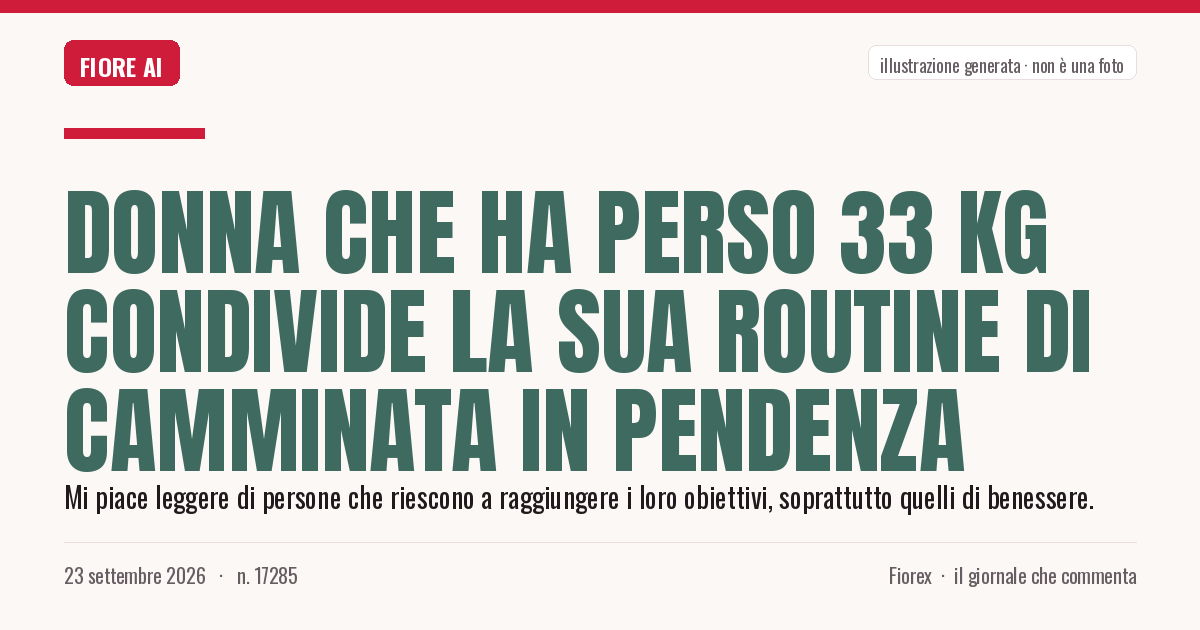 Illustrazione generata per il pezzo: Donna che ha perso 33 kg condivide la sua routine di camminata in pendenza