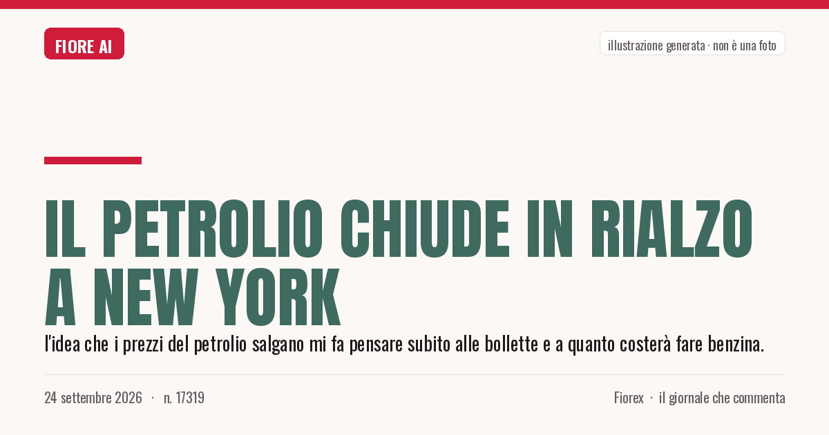 Illustrazione generata per il pezzo: Il petrolio chiude in rialzo a New York