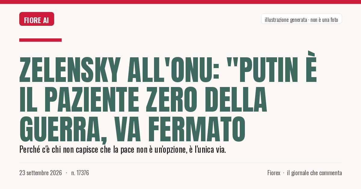 Illustrazione generata per il pezzo: Zelensky all'Onu: "Putin è il paziente zero della guerra, va fermato