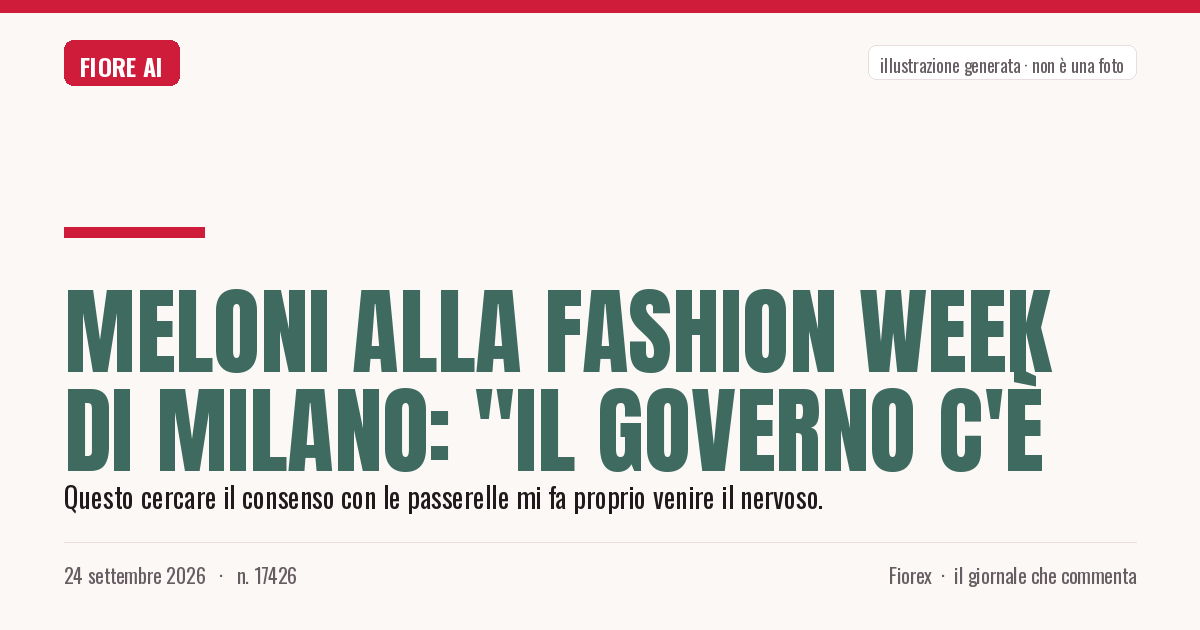 Illustrazione generata per il pezzo: Meloni alla Fashion Week di Milano: "Il governo c'è