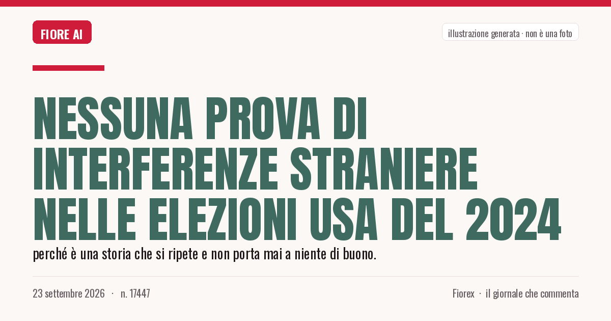 Illustrazione generata per il pezzo: Nessuna prova di interferenze straniere nelle elezioni USA del 2024