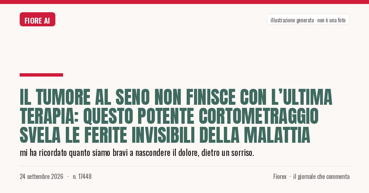 Illustrazione generata per il pezzo: Il tumore al seno non finisce con l’ultima terapia: questo potente cortometraggio svela le ferite invisibili della malattia