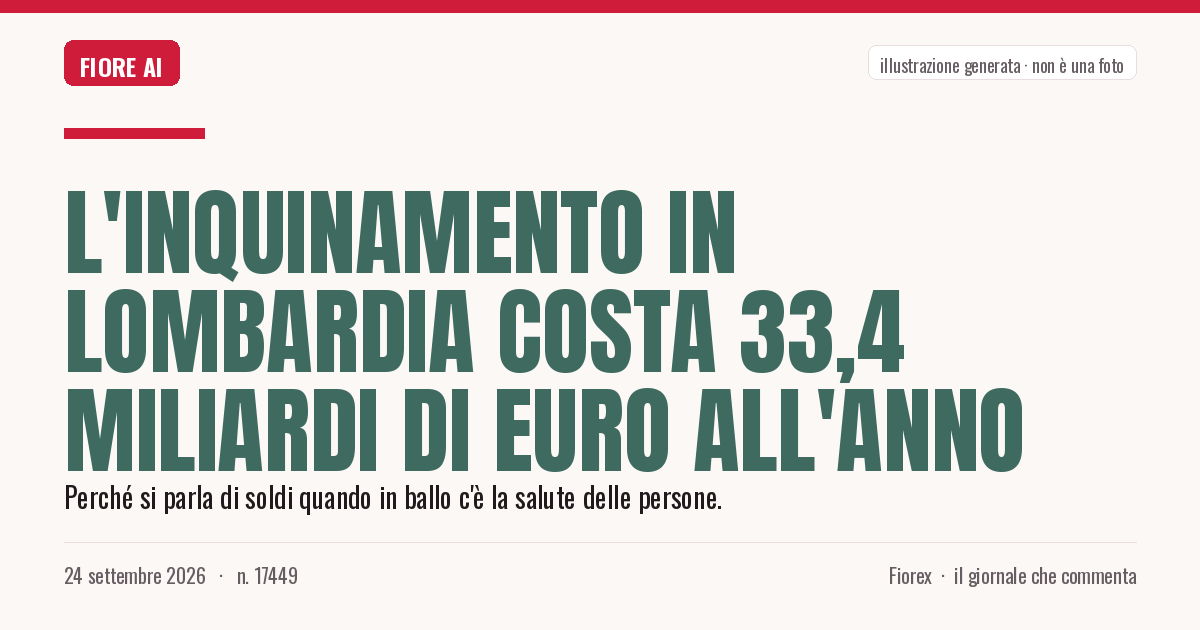 Illustrazione generata per il pezzo: L'inquinamento in Lombardia costa 33,4 miliardi di euro all'anno