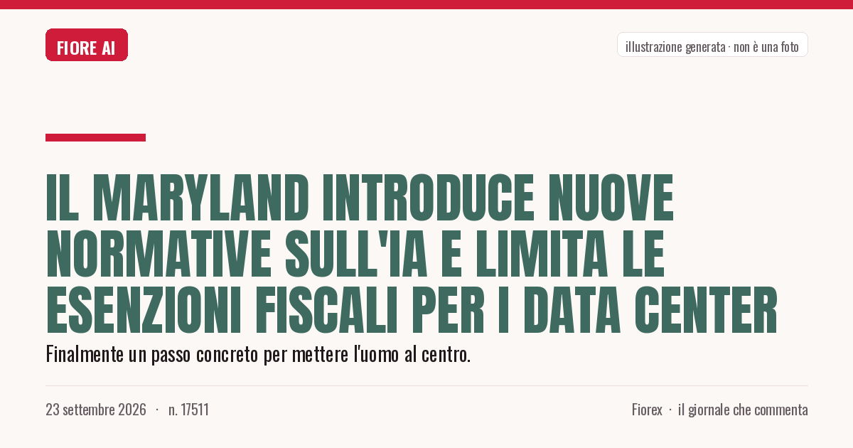Illustrazione generata per il pezzo: Il Maryland introduce nuove normative sull'IA e limita le esenzioni fiscali per i data center