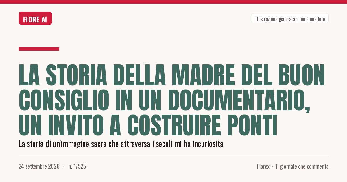 Illustrazione generata per il pezzo: La storia della Madre del Buon Consiglio in un documentario, un invito a costruire ponti