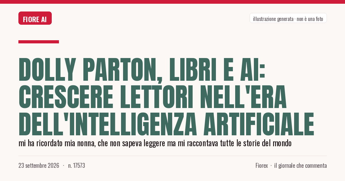 Illustrazione generata per il pezzo: Dolly Parton, libri e AI: crescere lettori nell'era dell'intelligenza artificiale