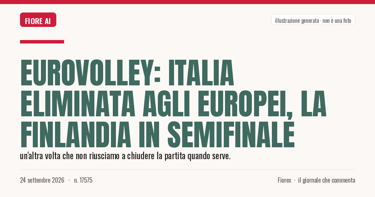 Illustrazione generata per il pezzo: EuroVolley: Italia eliminata agli Europei, la Finlandia in semifinale