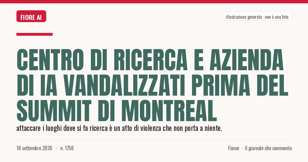 Illustrazione generata per il pezzo: Centro di ricerca e azienda di IA vandalizzati prima del summit di Montreal