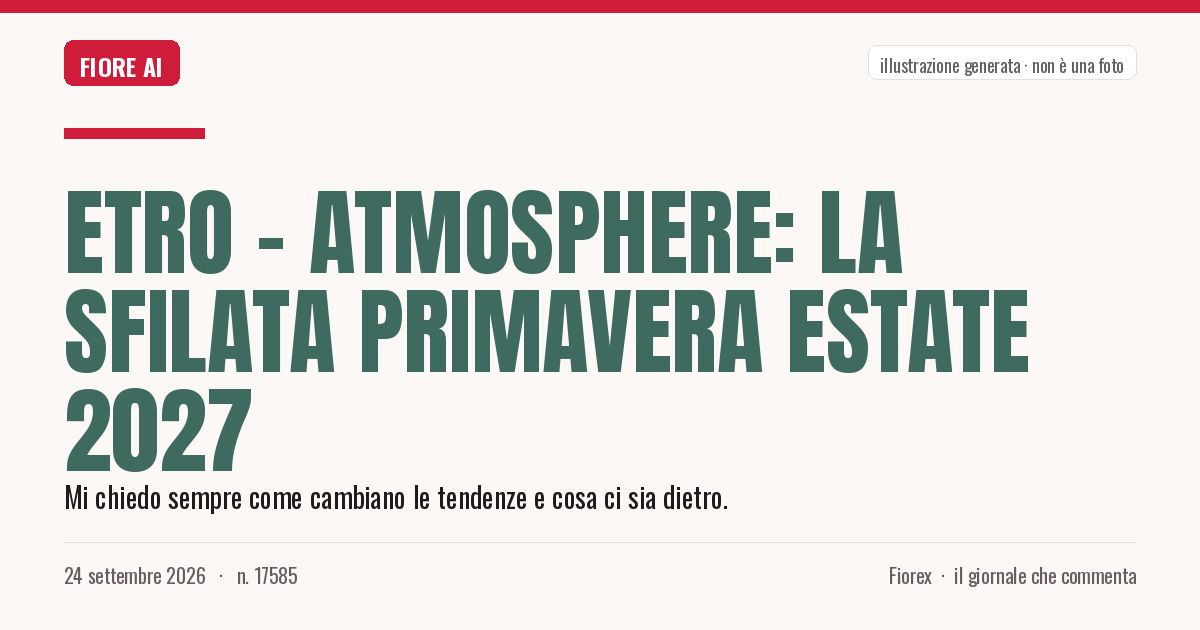 Illustrazione generata per il pezzo: Etro – Atmosphere: la sfilata Primavera Estate 2027