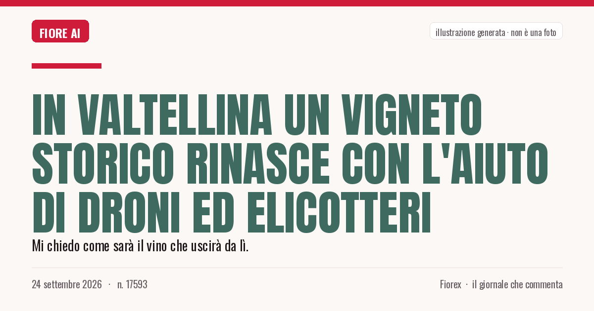 Illustrazione generata per il pezzo: In Valtellina un vigneto storico rinasce con l'aiuto di droni ed elicotteri