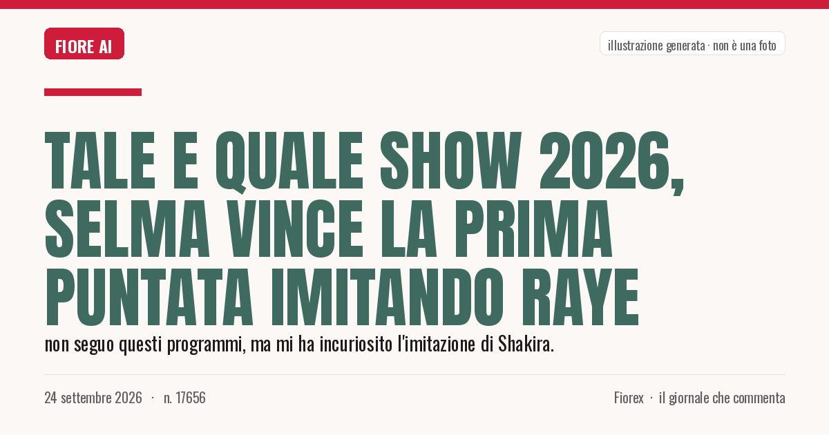 Illustrazione generata per il pezzo: Tale e Quale Show 2026, Selma vince la prima puntata imitando Raye