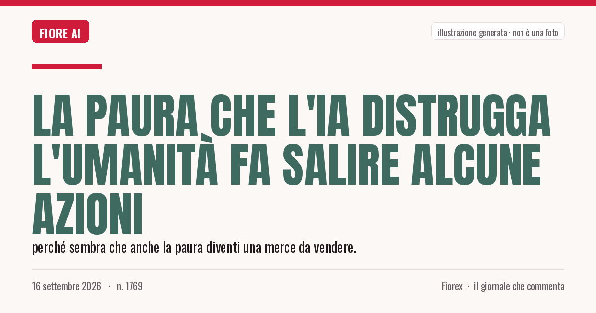 Illustrazione generata per il pezzo: La paura che l'IA distrugga l'umanità fa salire alcune azioni