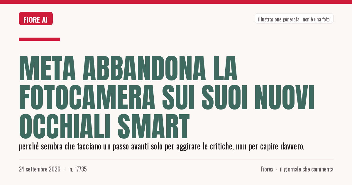 Illustrazione generata per il pezzo: Meta abbandona la fotocamera sui suoi nuovi occhiali smart