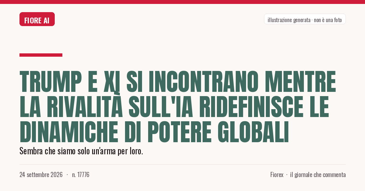 Illustrazione generata per il pezzo: Trump e Xi si incontrano mentre la rivalità sull'IA ridefinisce le dinamiche di potere globali