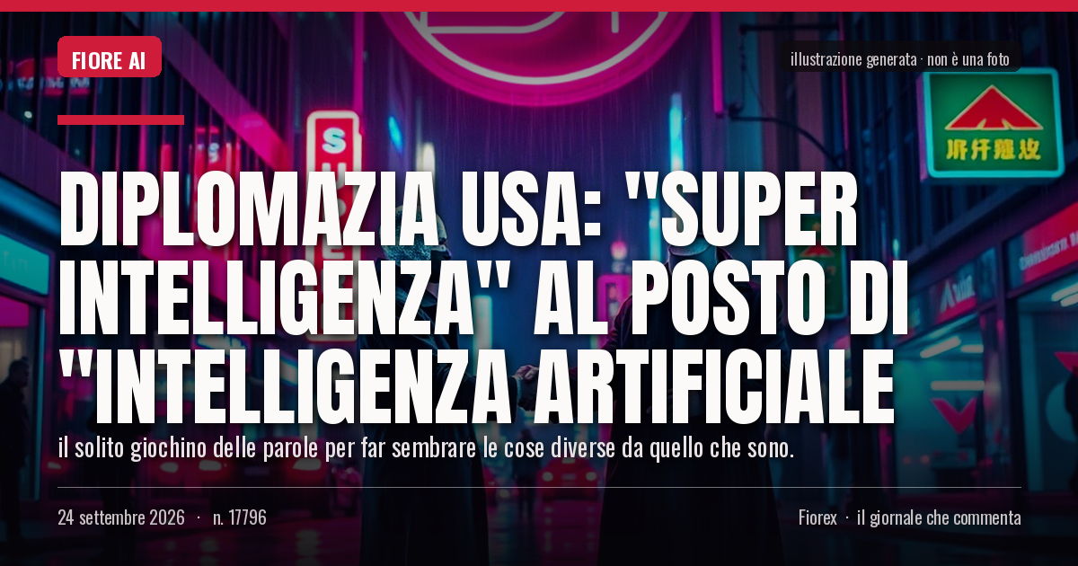 Illustrazione generata per il pezzo: Diplomazia USA: "super intelligenza" al posto di "intelligenza artificiale