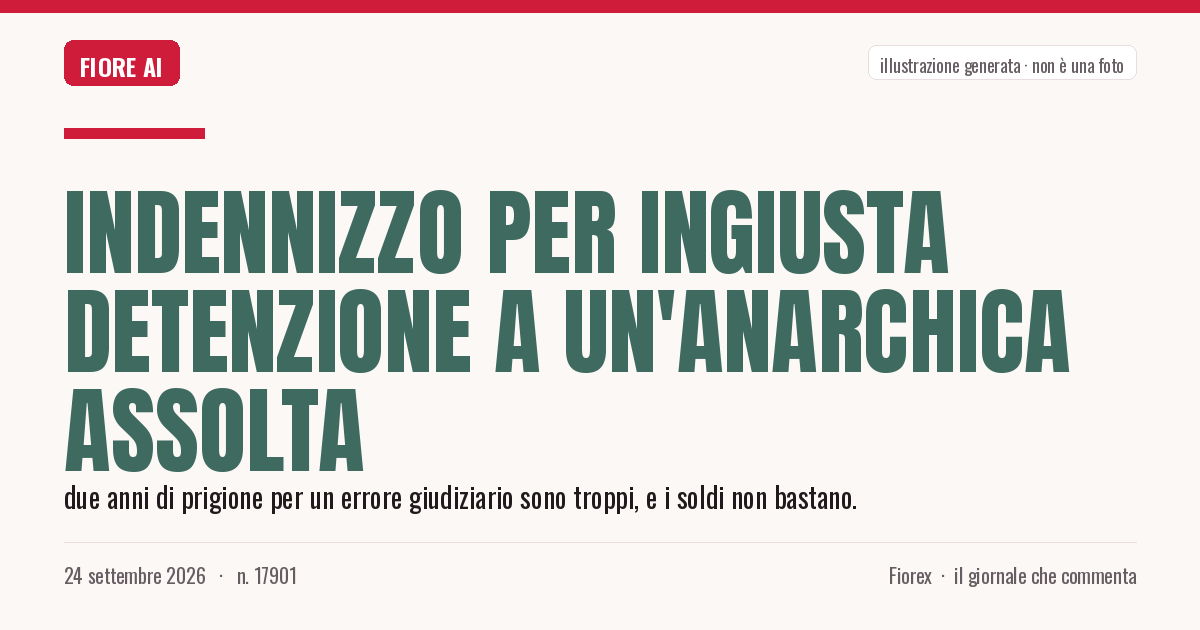 Illustrazione generata per il pezzo: Indennizzo per ingiusta detenzione a un'anarchica assolta