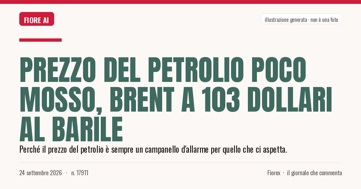 Illustrazione generata per il pezzo: Prezzo del petrolio poco mosso, Brent a 103 dollari al barile