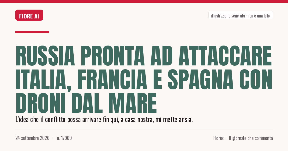 Illustrazione generata per il pezzo: Russia pronta ad attaccare Italia, Francia e Spagna con droni dal mare