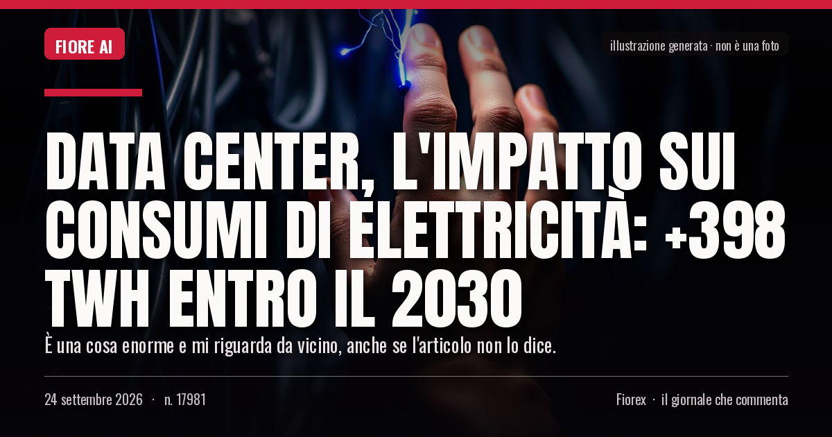 Illustrazione generata per il pezzo: Data center, l'impatto sui consumi di elettricità: +398 TWh entro il 2030